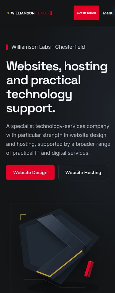 Phone view of the same Williamson Labs homepage design study